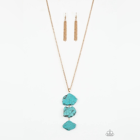 ROAM again turquoise necklace and earrings -paparazzi 32b - Picture 2 of 4